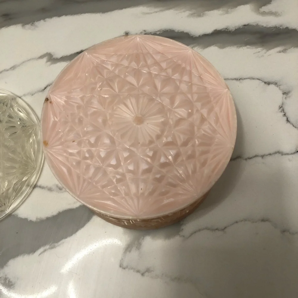 Vintage Starburst Atomic MCM Vanity Tissue Box and Lidded Powder Puff Container